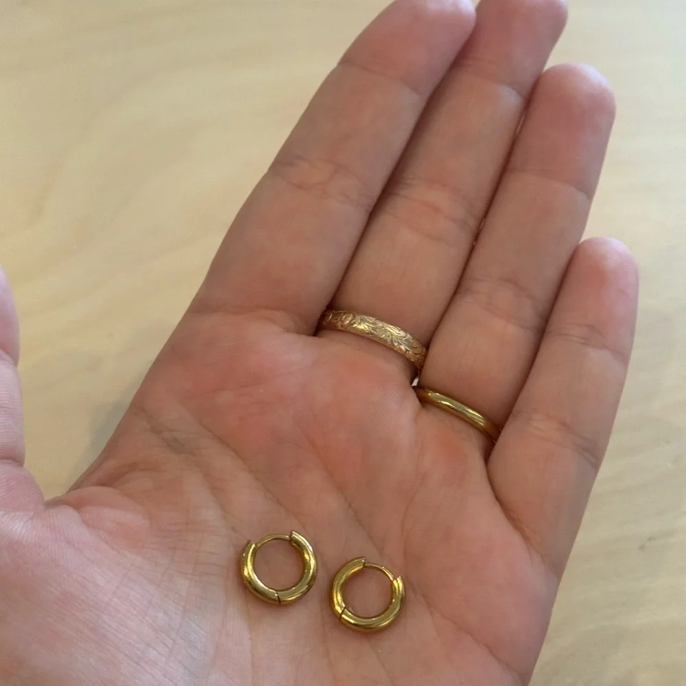 Gold Filled Waterproof Hoop Earrings No Tarnish NWOT